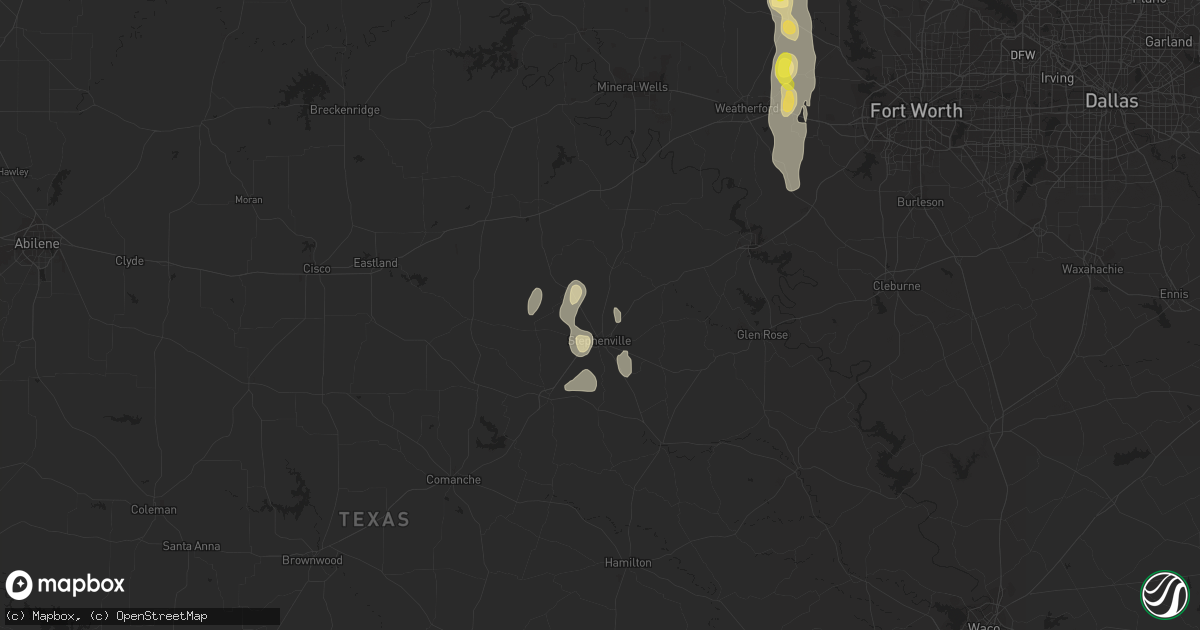 Hail map in Stephenville, TX on August 6, 2017