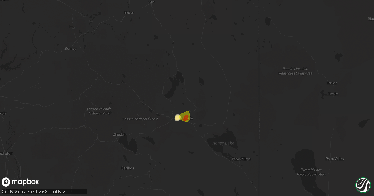 Hail map in Susanville, CA on August 6, 2017