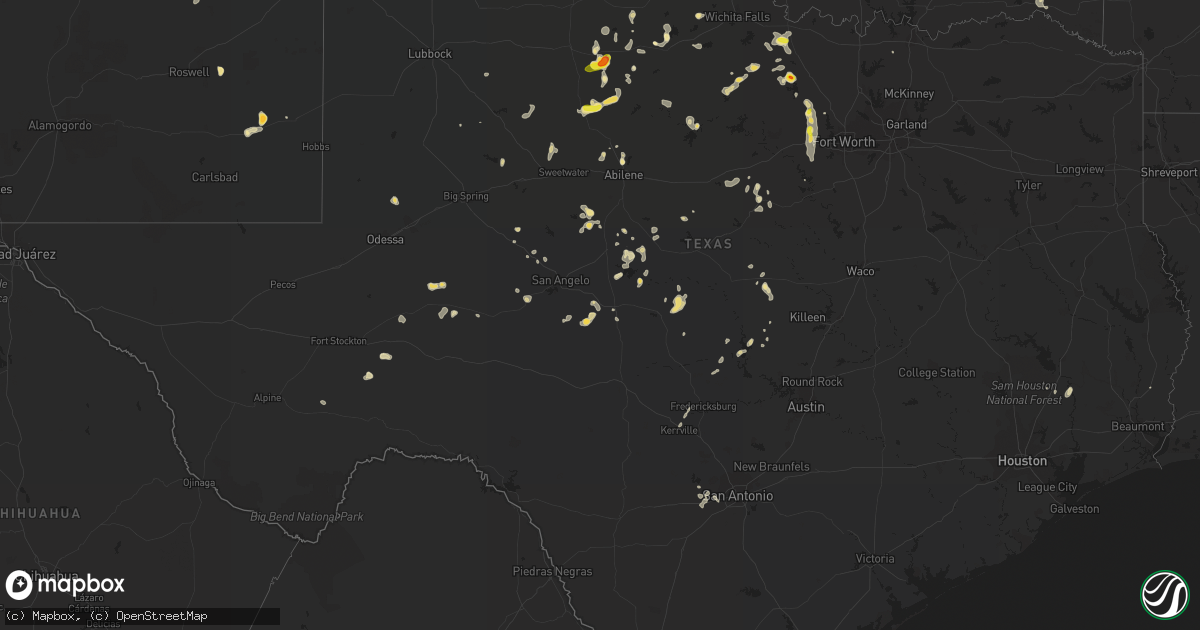 Hail map in Texas on August 6, 2017