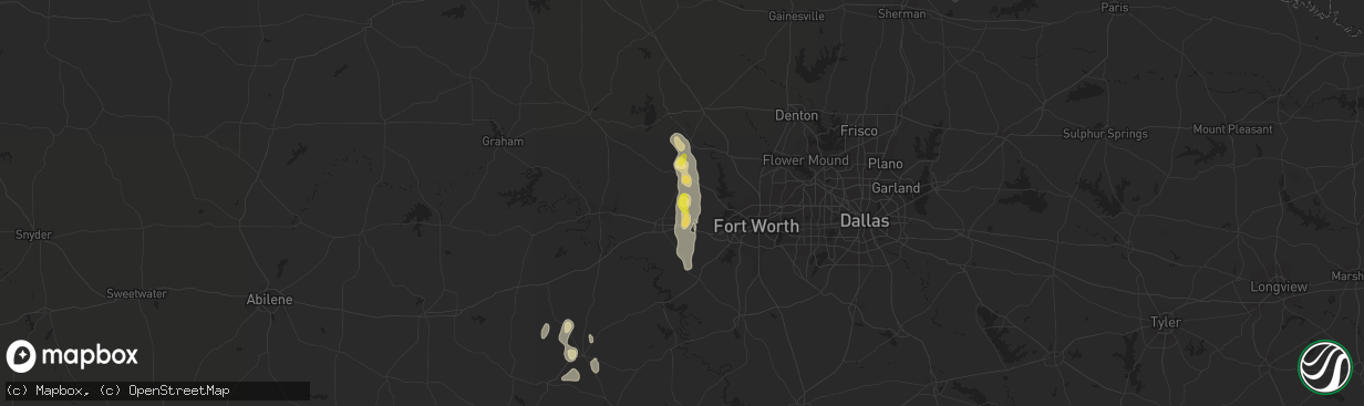 Hail map in Weatherford, TX on August 6, 2017