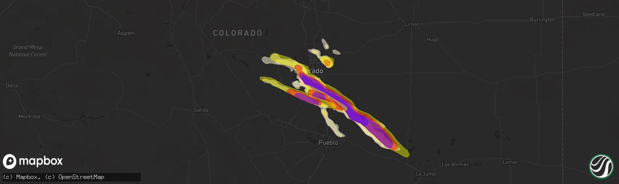 Hail map in Colorado Springs, CO on August 6, 2018