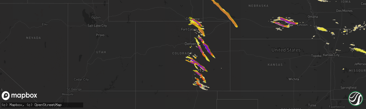 Hail map in Colorado on August 6, 2018