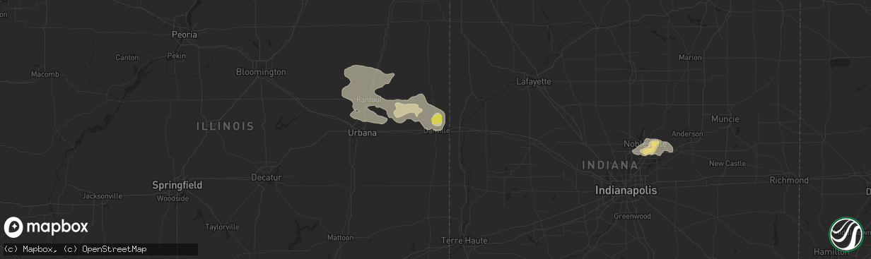 Hail map in Danville, IL on August 6, 2018