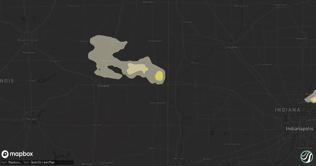 Hail map in Danville, IL on August 6, 2018