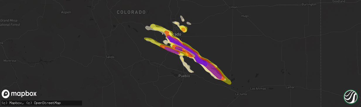 Hail map in Fountain, CO on August 6, 2018