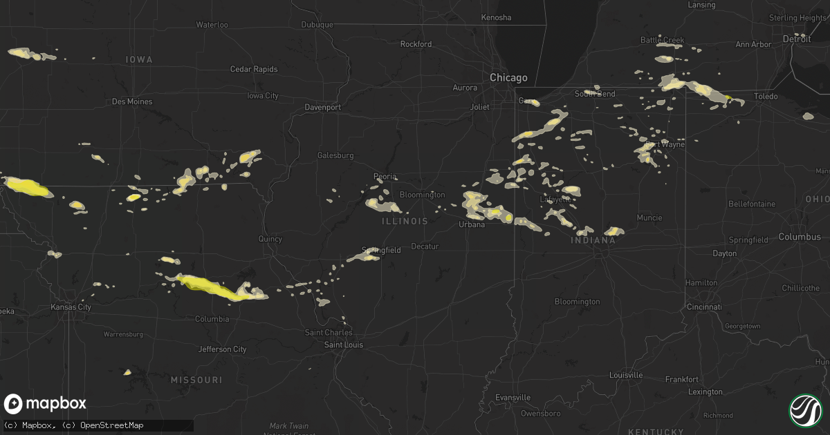Hail map in Illinois on August 6, 2018