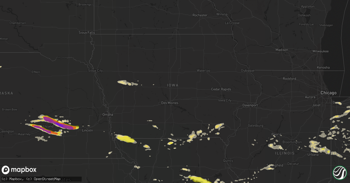 Hail map in Iowa on August 6, 2018