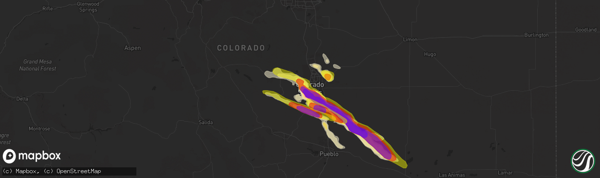 Hail map in Manitou Springs, CO on August 6, 2018