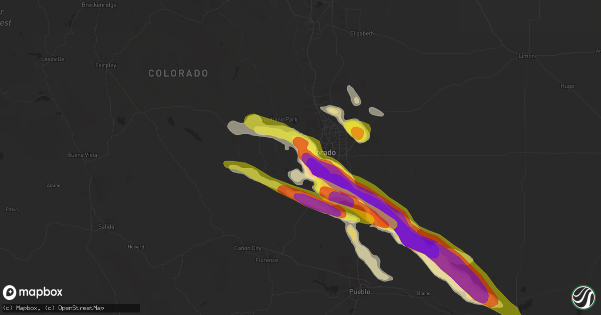 Hail map in Manitou Springs, CO on August 6, 2018