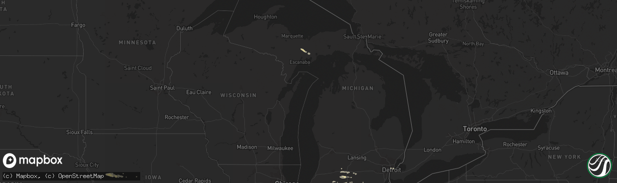 Hail map in Michigan on August 6, 2018