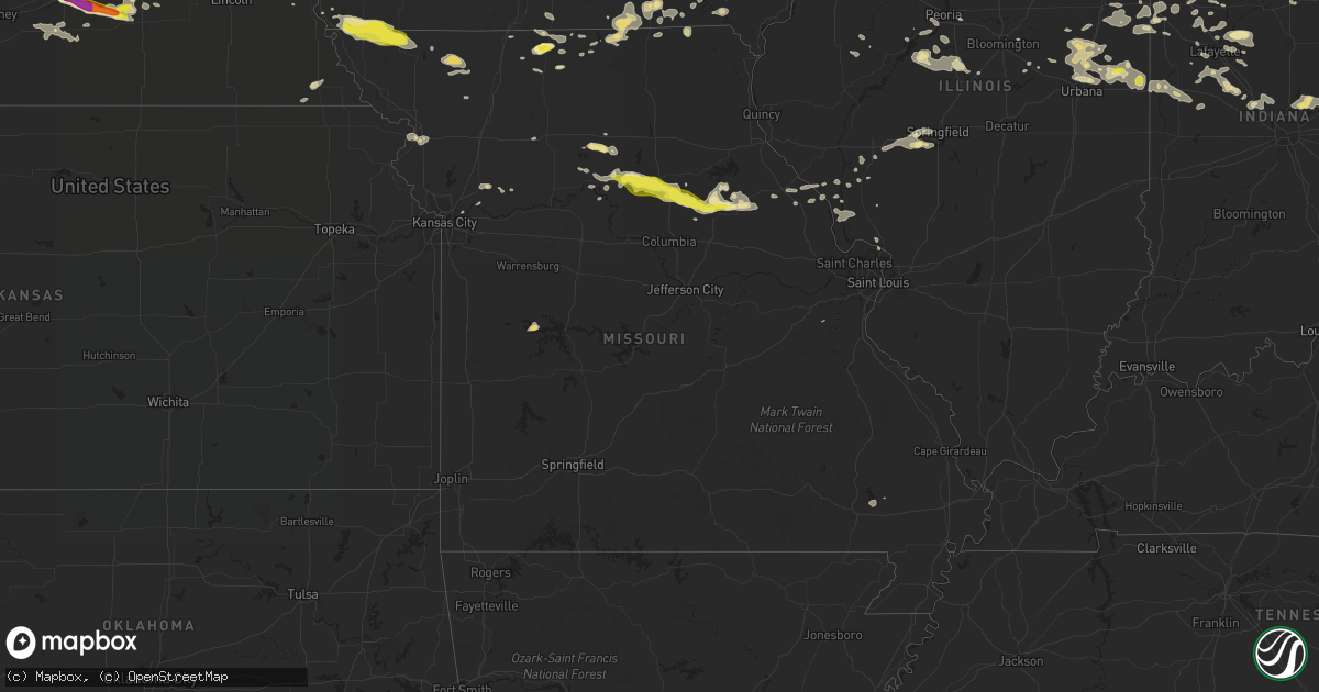 Hail map in Missouri on August 6, 2018