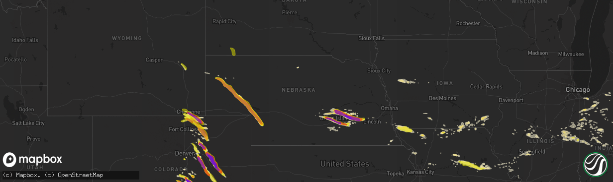 Hail map in Nebraska on August 6, 2018