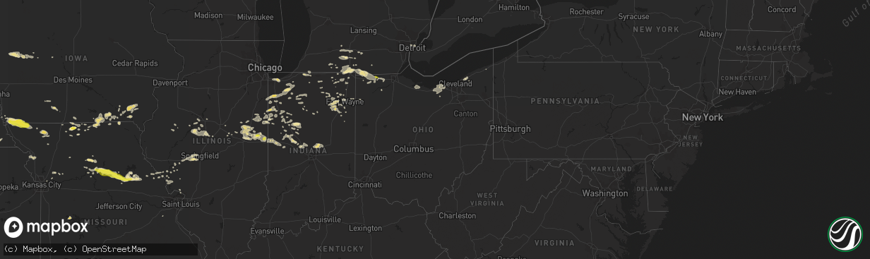 Hail map in Ohio on August 6, 2018