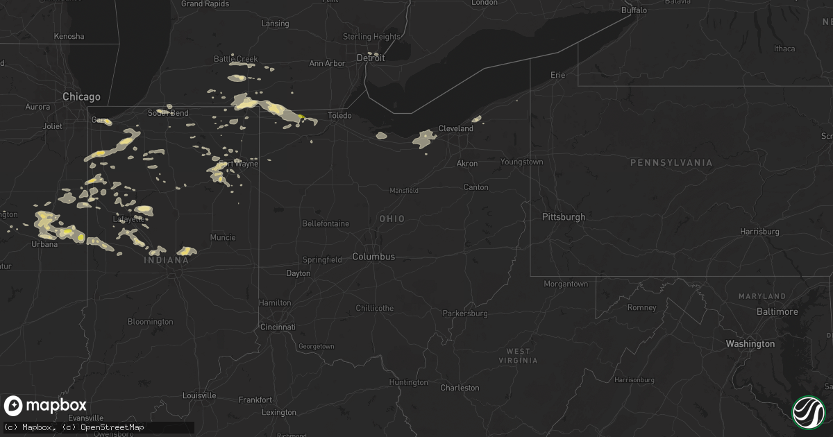 Hail map in Ohio on August 6, 2018