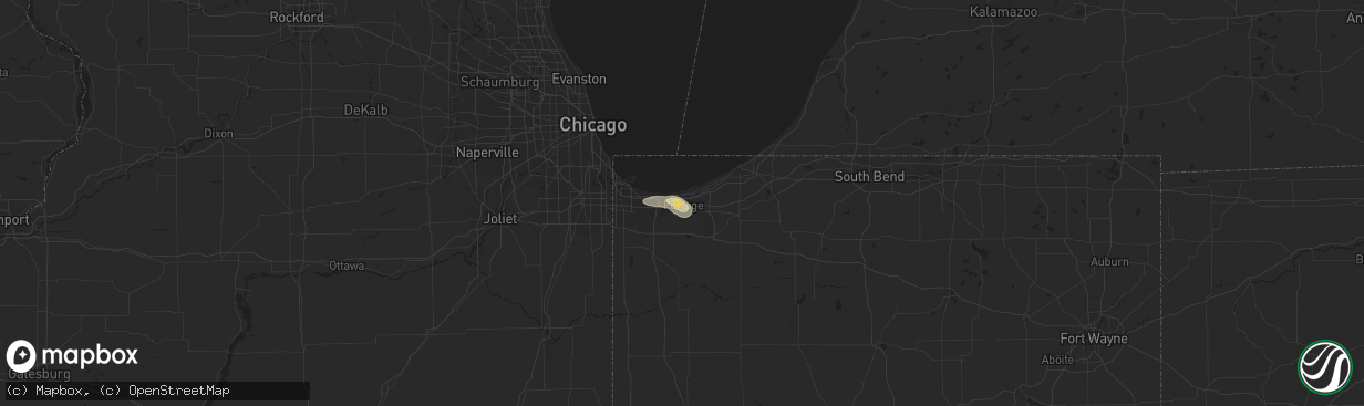 Hail map in Portage, IN on August 6, 2018