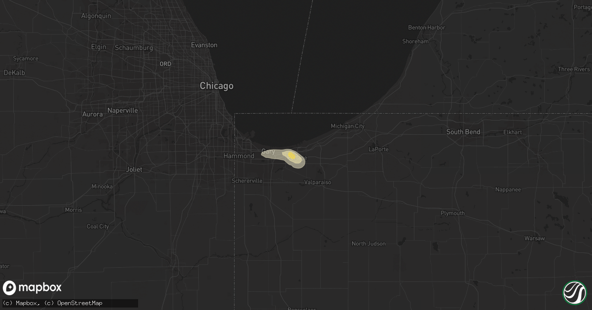 Hail map in Portage, IN on August 6, 2018