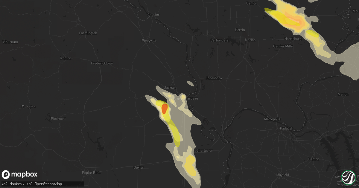 Hail map in Cape Girardeau, MO on August 6, 2019