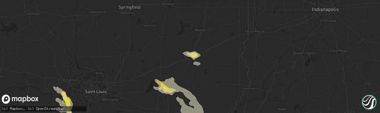 Hail map in Effingham, IL on August 6, 2019