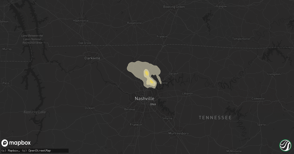 Hail map in Goodlettsville, TN on August 6, 2019