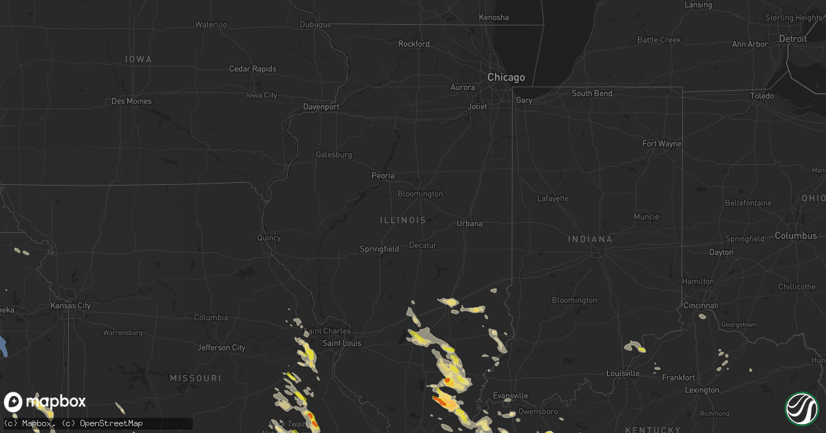 Hail map in Illinois on August 6, 2019