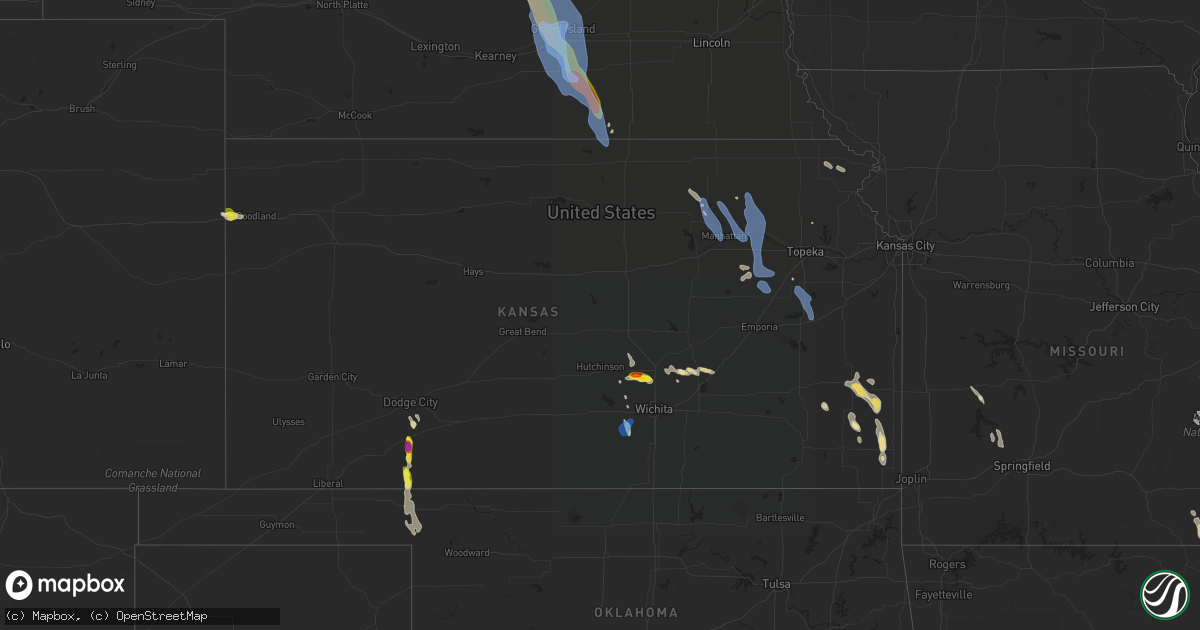 Hail map in Kansas on August 6, 2019