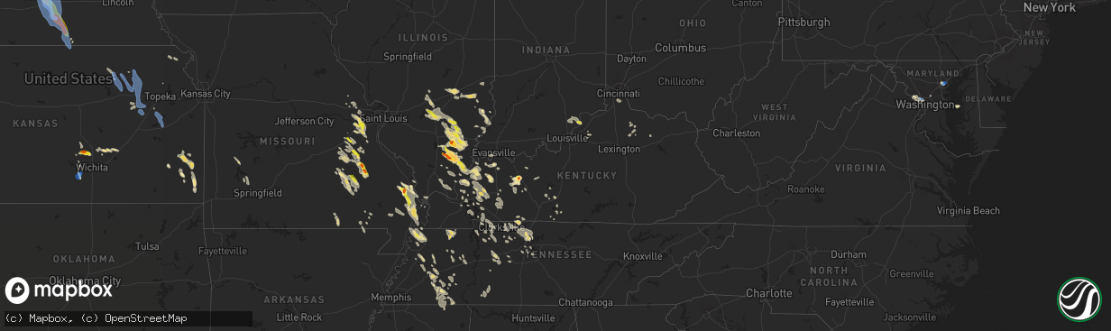 Hail map in Kentucky on August 6, 2019