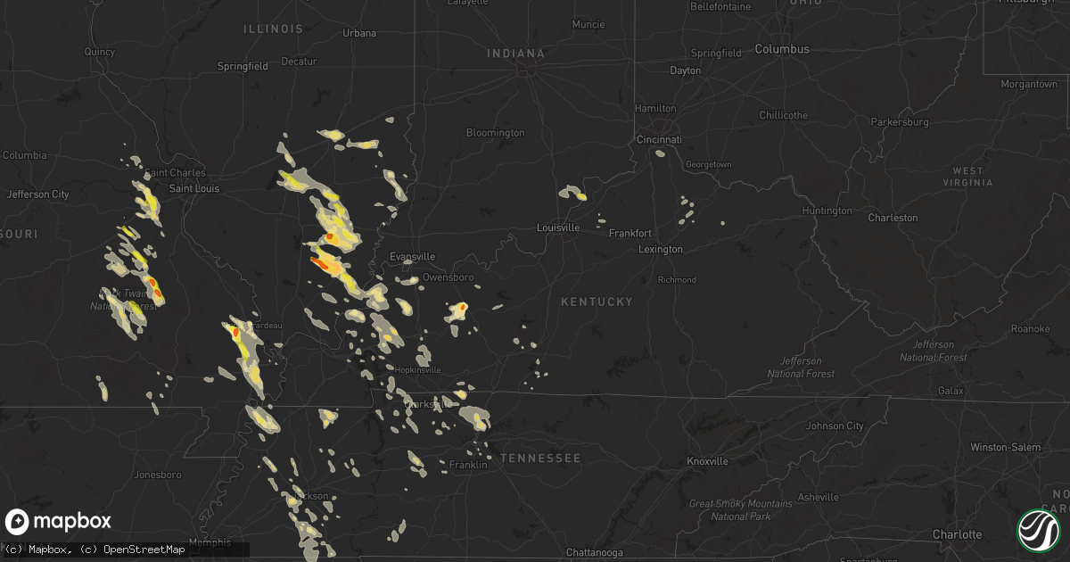 Hail map in Kentucky on August 6, 2019