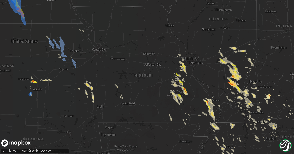 Hail map in Missouri on August 6, 2019