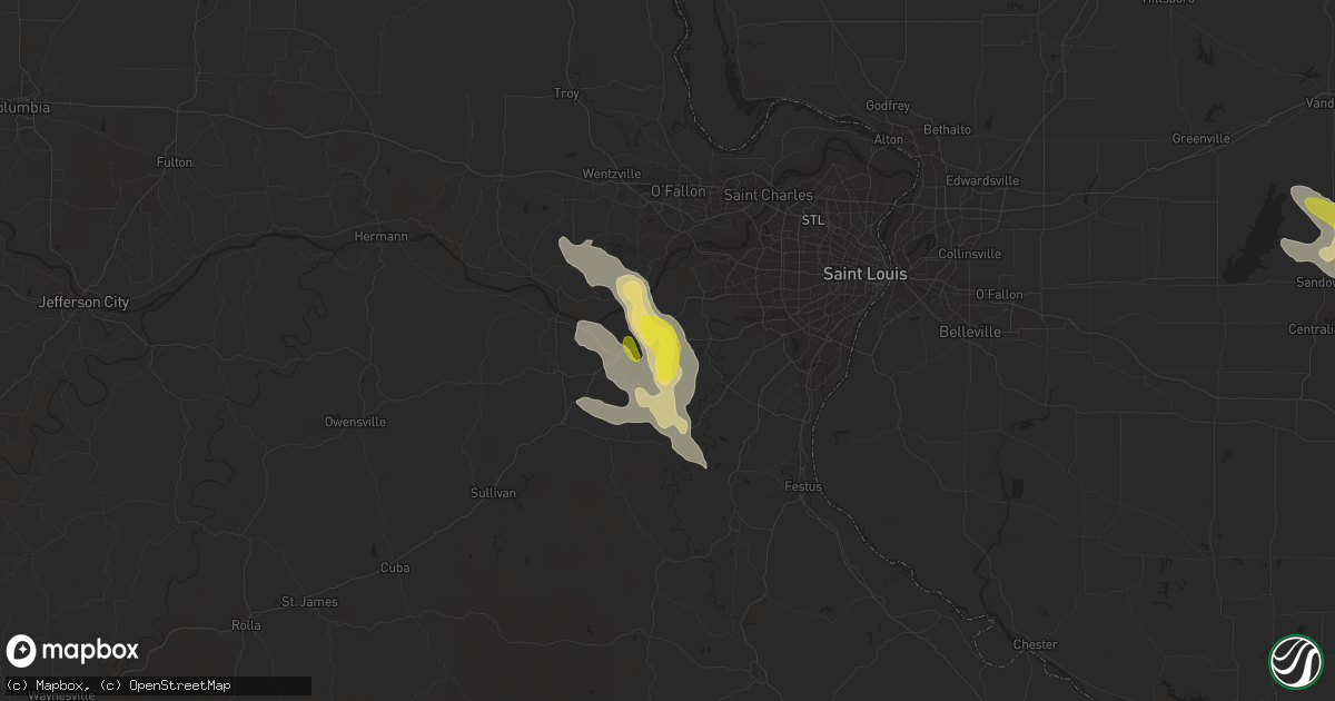 Hail map in Pacific, MO on August 6, 2019