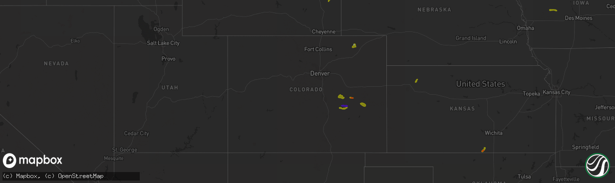 Hail map in Colorado on August 6, 2020