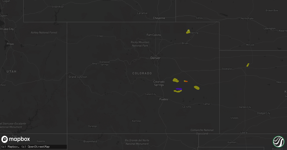 Hail map in Colorado on August 6, 2020