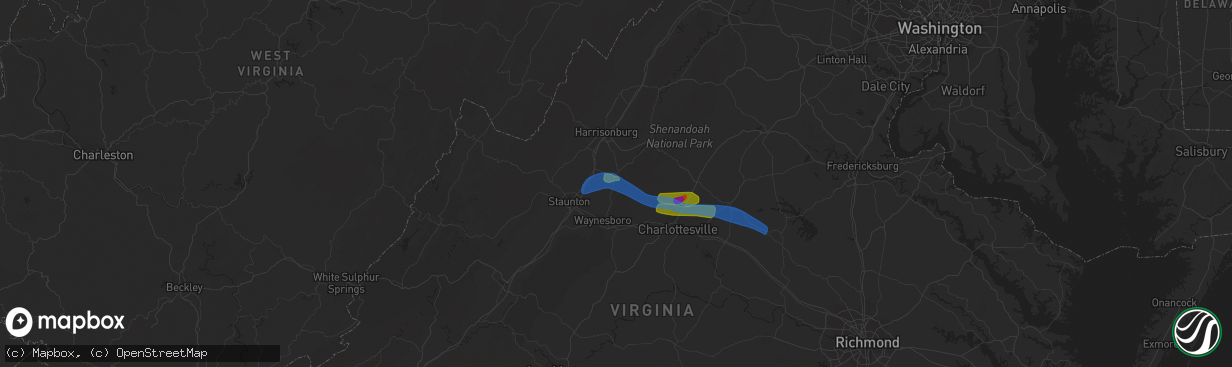 Hail map in Grottoes, VA on August 6, 2020