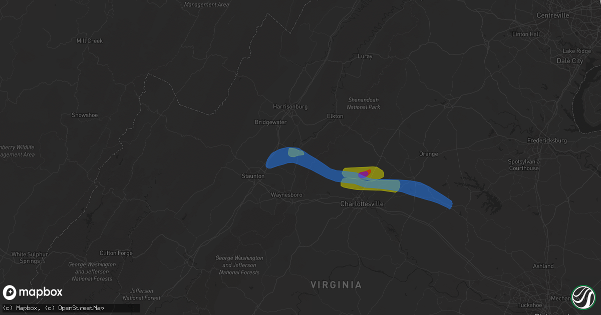 Hail map in Grottoes, VA on August 6, 2020