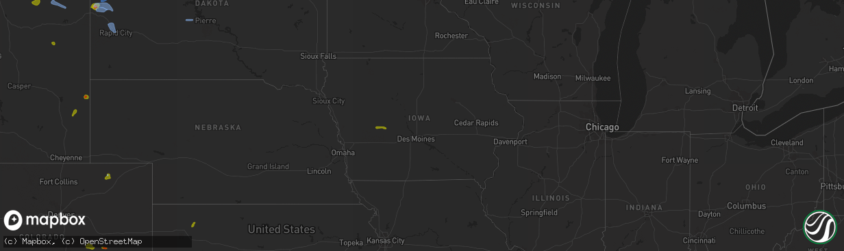 Hail map in Iowa on August 6, 2020