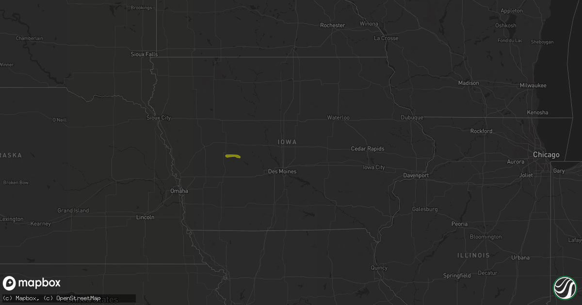 Hail map in Iowa on August 6, 2020