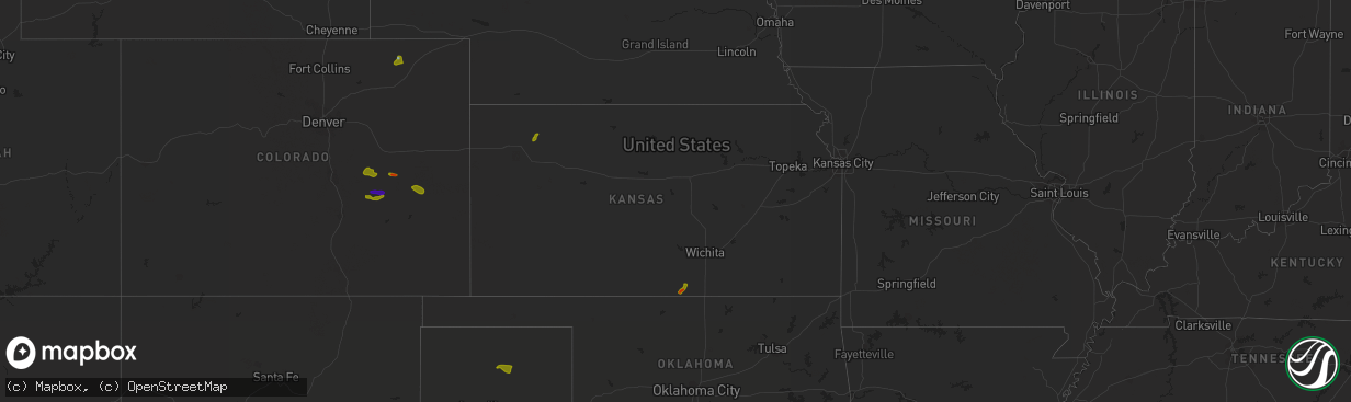 Hail map in Kansas on August 6, 2020