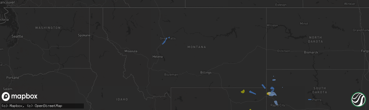 Hail map in Montana on August 6, 2020