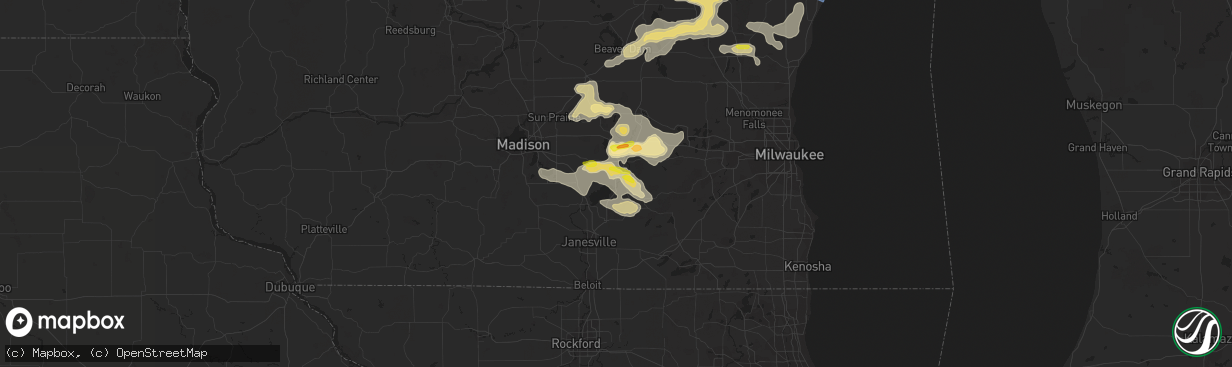 Hail map in Fort Atkinson, WI on August 6, 2021