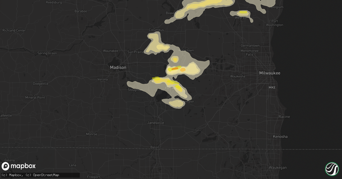 Hail map in Fort Atkinson, WI on August 6, 2021