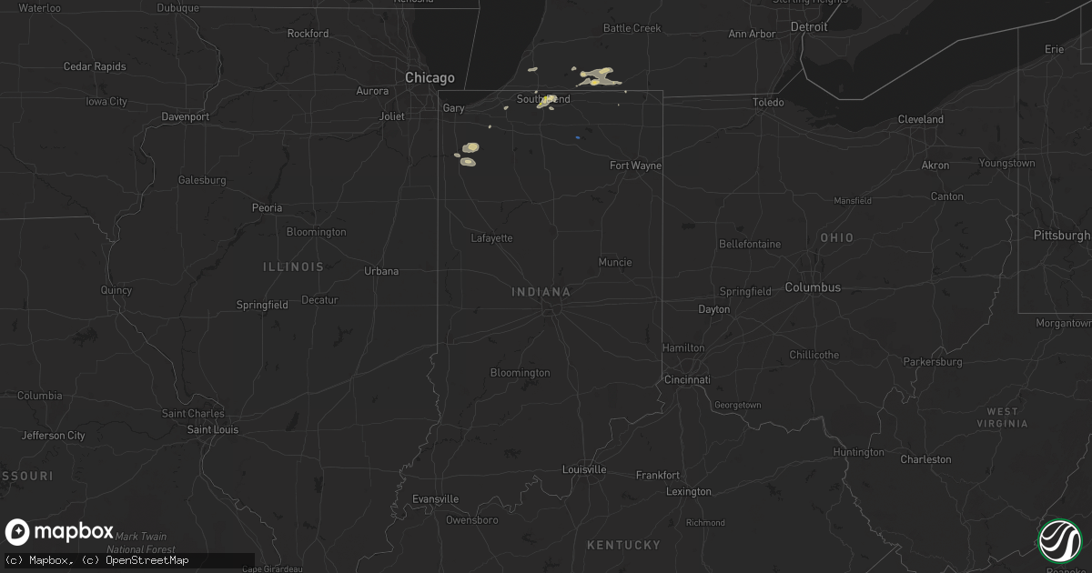 Hail map in Indiana on August 6, 2021