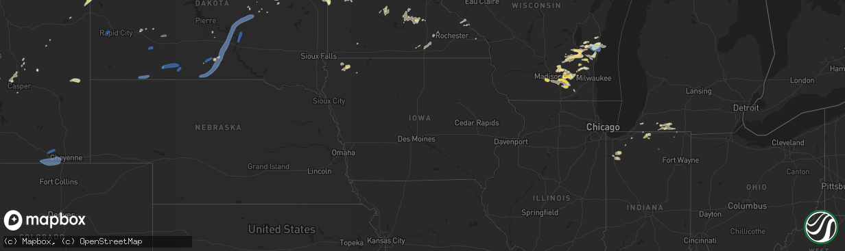 Hail map in Iowa on August 6, 2021