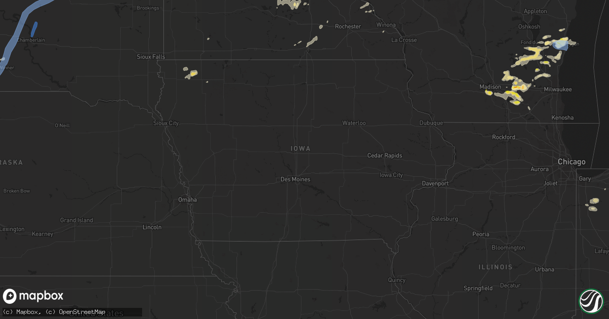 Hail map in Iowa on August 6, 2021