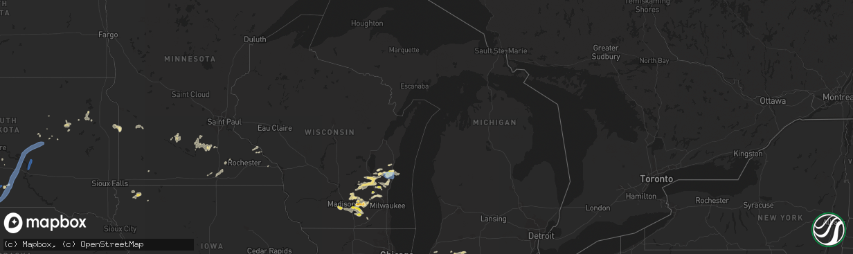 Hail map in Michigan on August 6, 2021