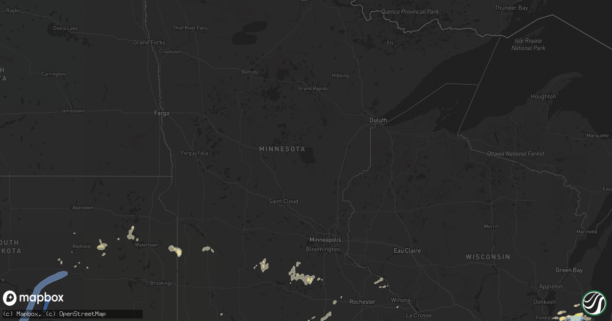 Hail map in Minnesota on August 6, 2021