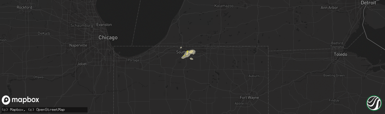 Hail map in Mishawaka, IN on August 6, 2021