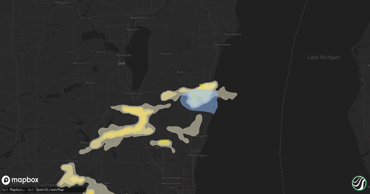Hail map in Plymouth, WI on August 6, 2021