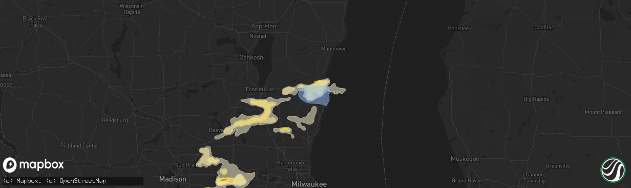 Hail map in Sheboygan Falls, WI on August 6, 2021