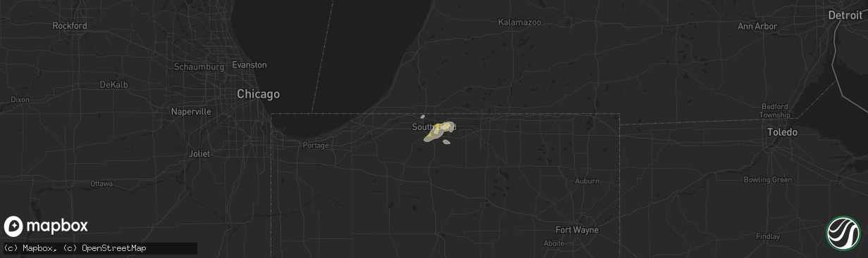 Hail map in South Bend, IN on August 6, 2021