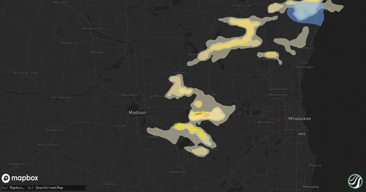 Hail map in Waterloo, WI on August 6, 2021