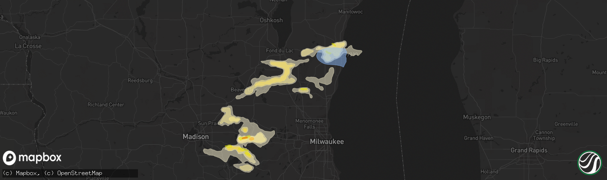 Hail map in West Bend, WI on August 6, 2021